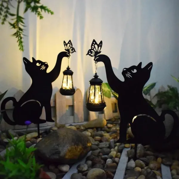 Solar Outdoor Lamp for Garden Cute Cat