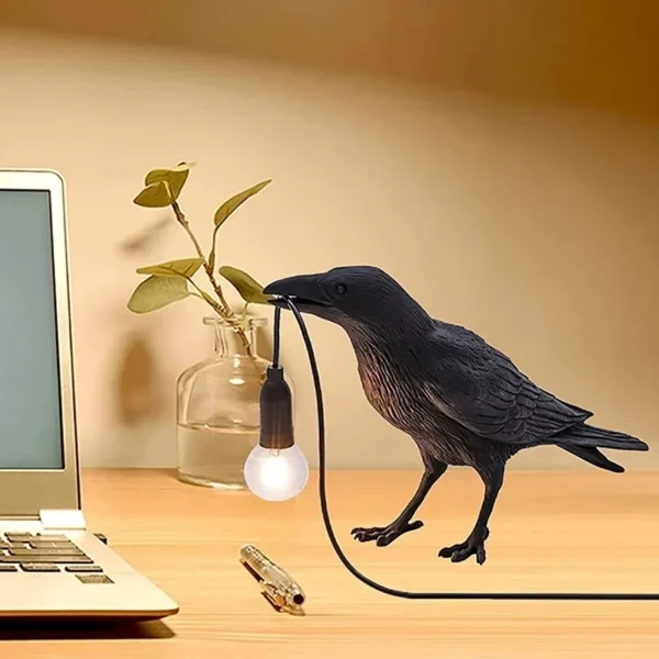 Resin Crow Lamp - Decorative Lucky Bird Home Light